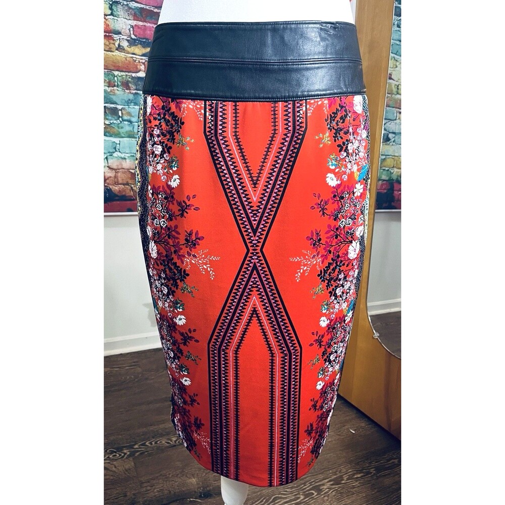 BISOU BISOU Michele Bohbot Plus Size 16 Floral Red & Black Pencil Skirt